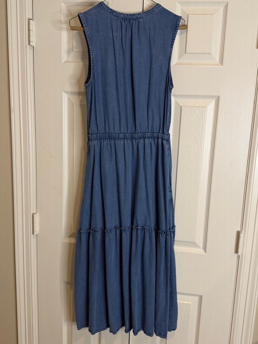 Lands' End Sleeveless Denim-Effect Maxi Dress in Blue - Picture 3 of 3